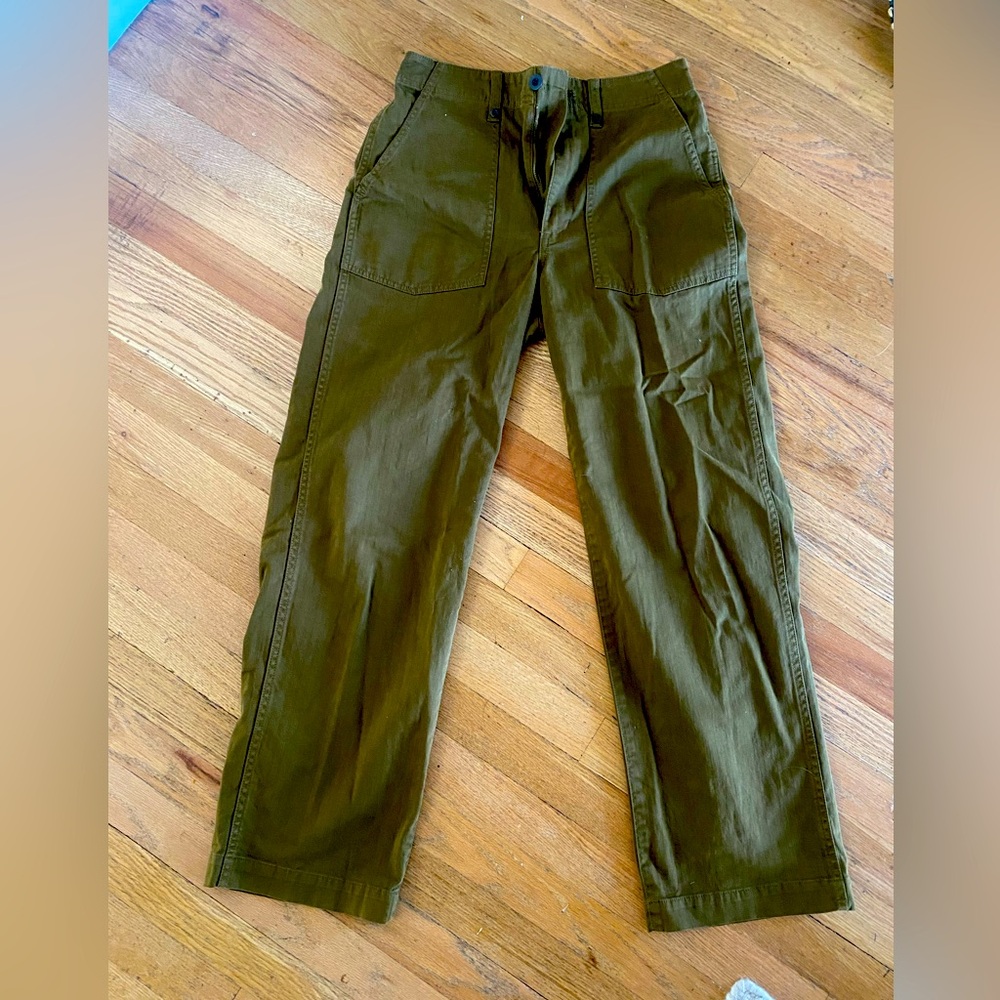 Madewell green utility wide leg pants